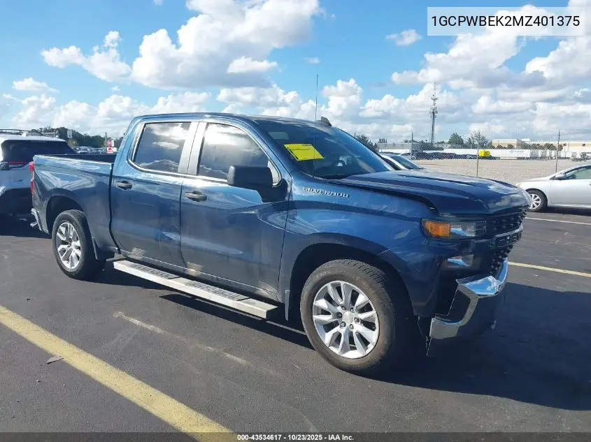 1GCPWBEK2MZ401375 2021 Chevrolet Silverado 1500 2Wd Short Bed Custom