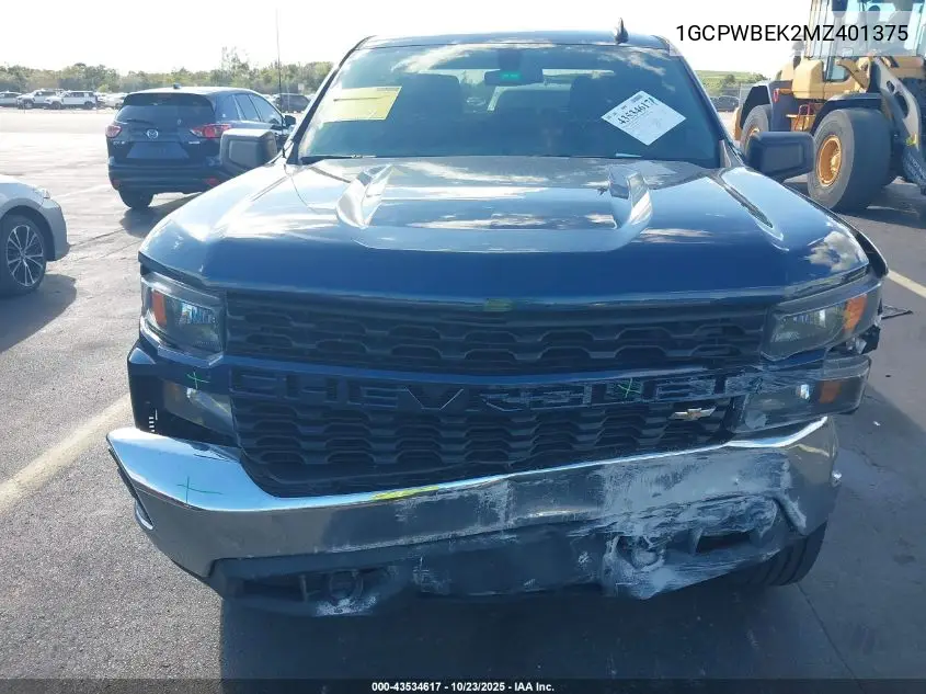 1GCPWBEK2MZ401375 2021 Chevrolet Silverado 1500 2Wd Short Bed Custom