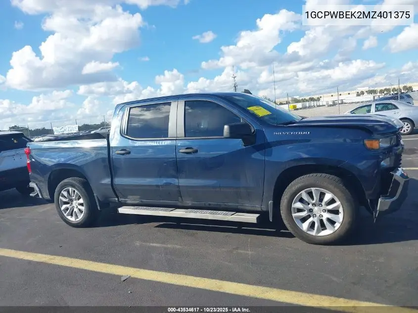 1GCPWBEK2MZ401375 2021 Chevrolet Silverado 1500 2Wd Short Bed Custom