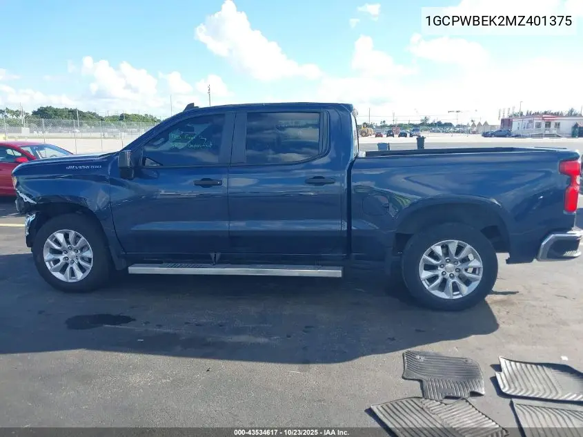 1GCPWBEK2MZ401375 2021 Chevrolet Silverado 1500 2Wd Short Bed Custom