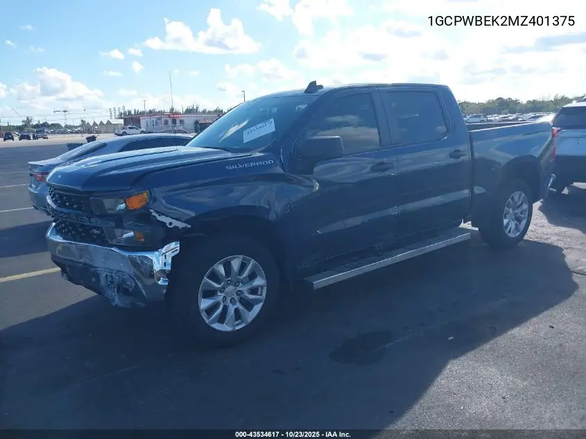 1GCPWBEK2MZ401375 2021 Chevrolet Silverado 1500 2Wd Short Bed Custom
