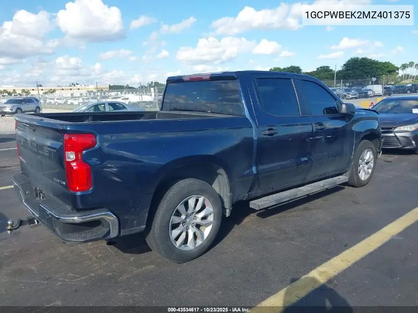 1GCPWBEK2MZ401375 2021 Chevrolet Silverado 1500 2Wd Short Bed Custom