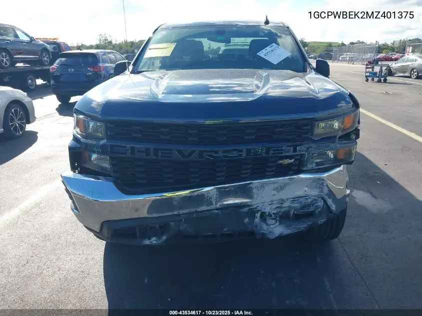 1GCPWBEK2MZ401375 2021 Chevrolet Silverado 1500 2Wd Short Bed Custom
