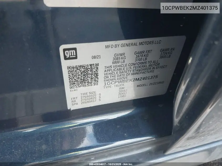 1GCPWBEK2MZ401375 2021 Chevrolet Silverado 1500 2Wd Short Bed Custom