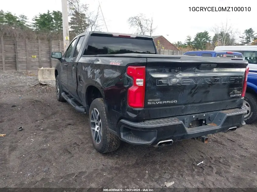 1GCRYCEL0MZ100010 2021 Chevrolet Silverado 1500 4Wd Standard Bed Custom Trail Boss