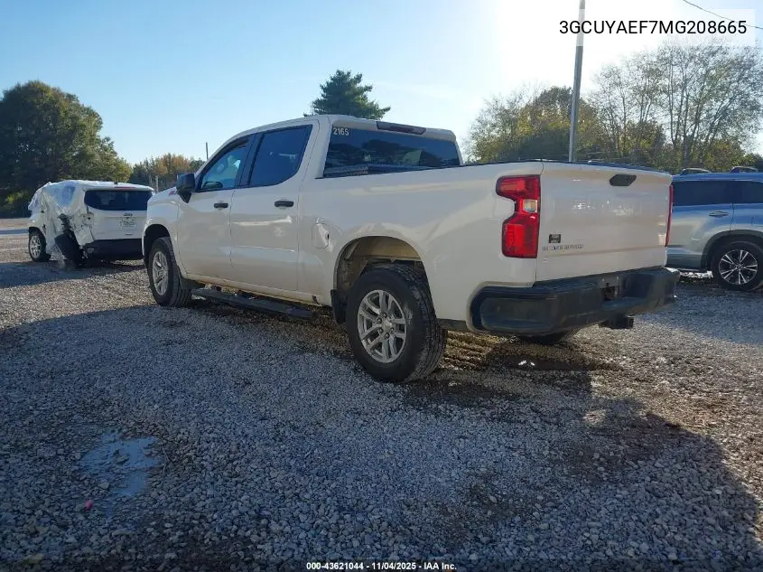 3GCUYAEF7MG208665 2021 Chevrolet Silverado 1500 4Wd Short Bed Wt