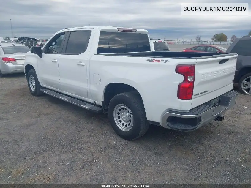 3GCPYDEK1MG204039 2021 Chevrolet Silverado 1500 4Wd Short Bed Lt