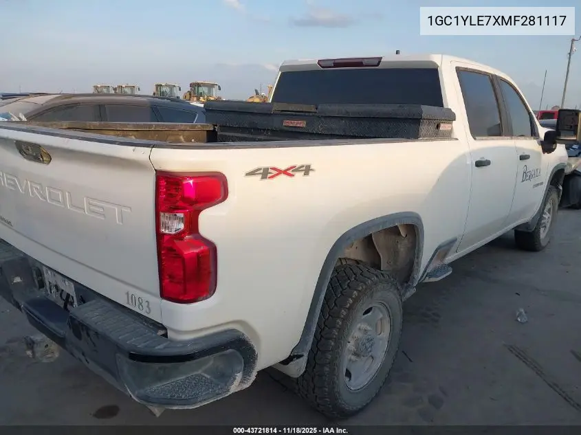 1GC1YLE7XMF281117 2021 Chevrolet Silverado 2500Hd 4Wd Standard Bed Wt