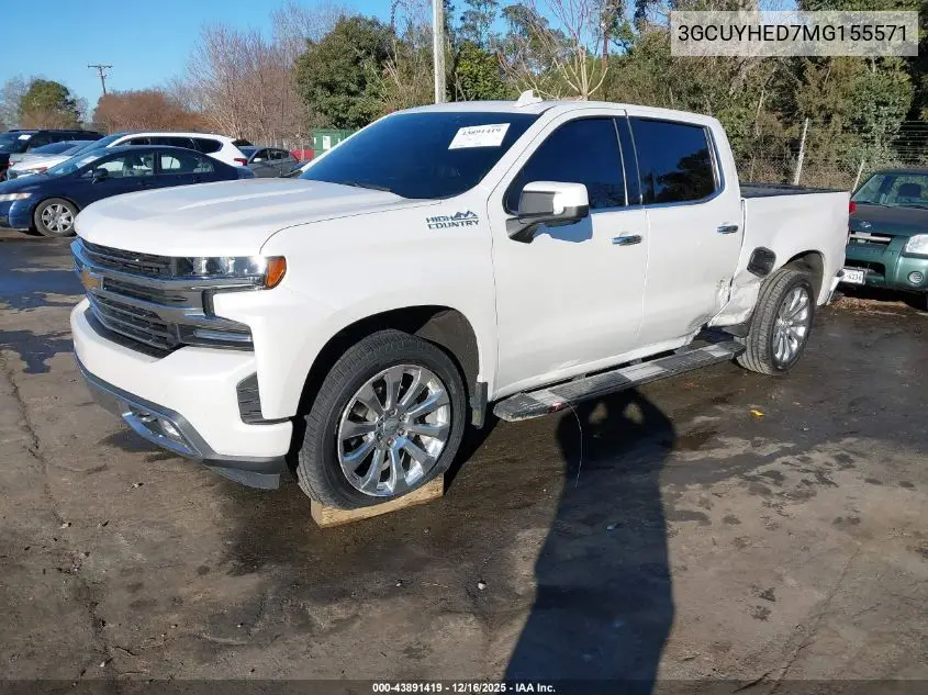 3GCUYHED7MG155571 2021 Chevrolet Silverado 1500 4Wd Short Bed High Country