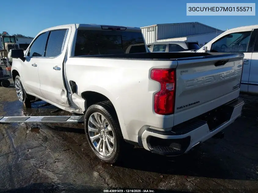 3GCUYHED7MG155571 2021 Chevrolet Silverado 1500 4Wd Short Bed High Country