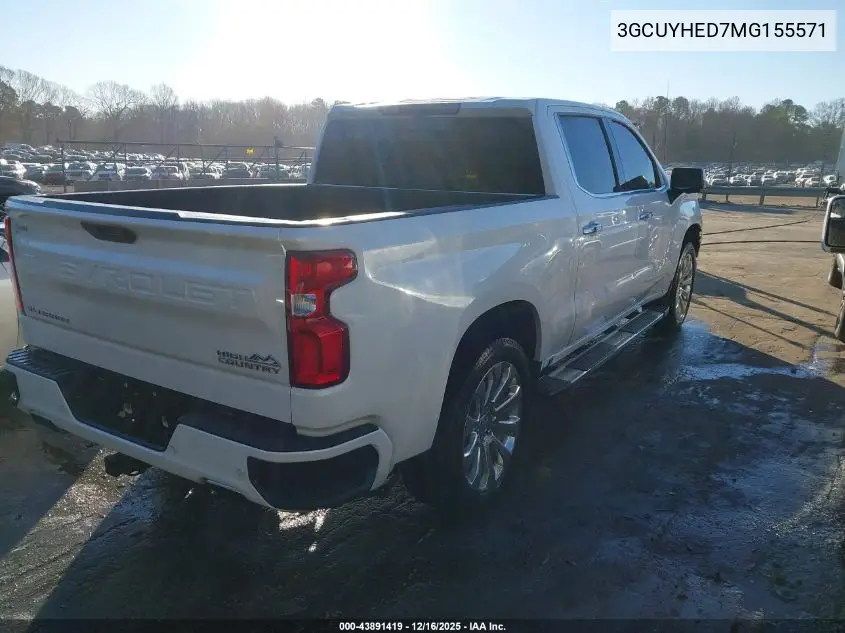 3GCUYHED7MG155571 2021 Chevrolet Silverado 1500 4Wd Short Bed High Country