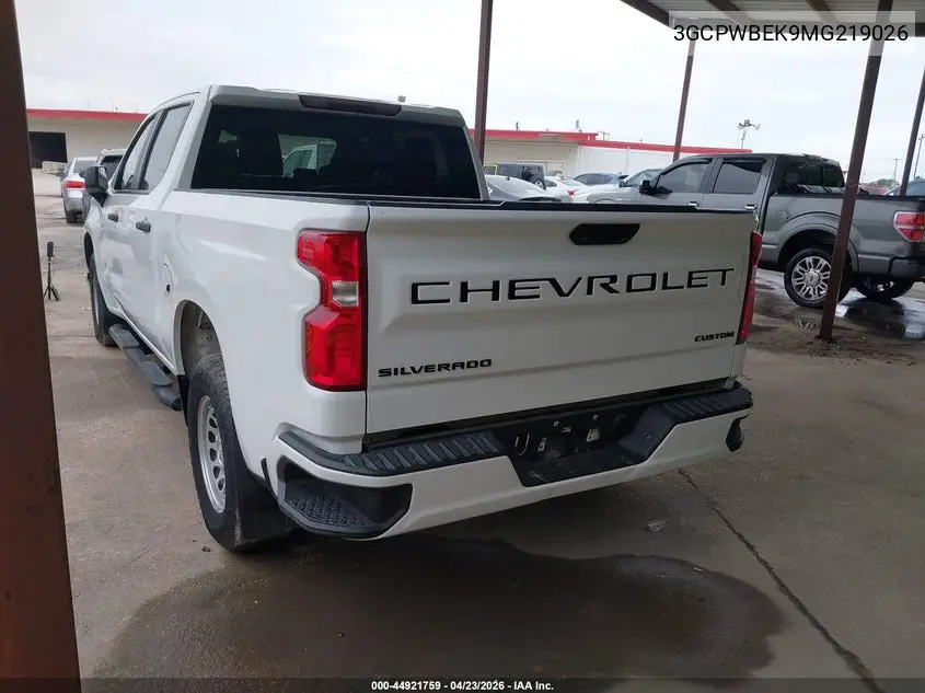 3GCPWBEK9MG219026 2021 Chevrolet Silverado 1500 2Wd Short Bed Custom