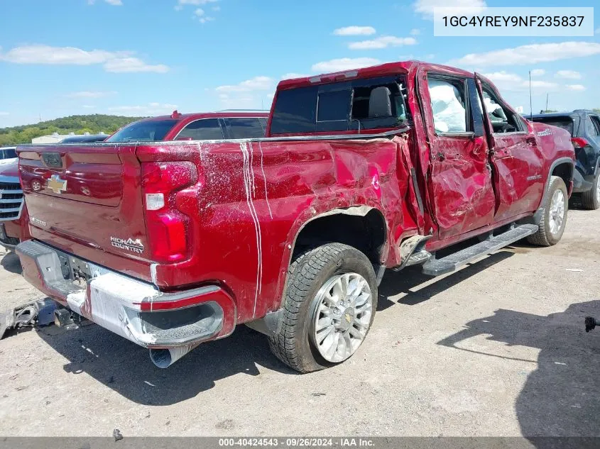 2022 Chevrolet Silverado 2500Hd 4Wd Standard Bed High Country VIN: 1GC4YREY9NF235837 Lot: 40424543