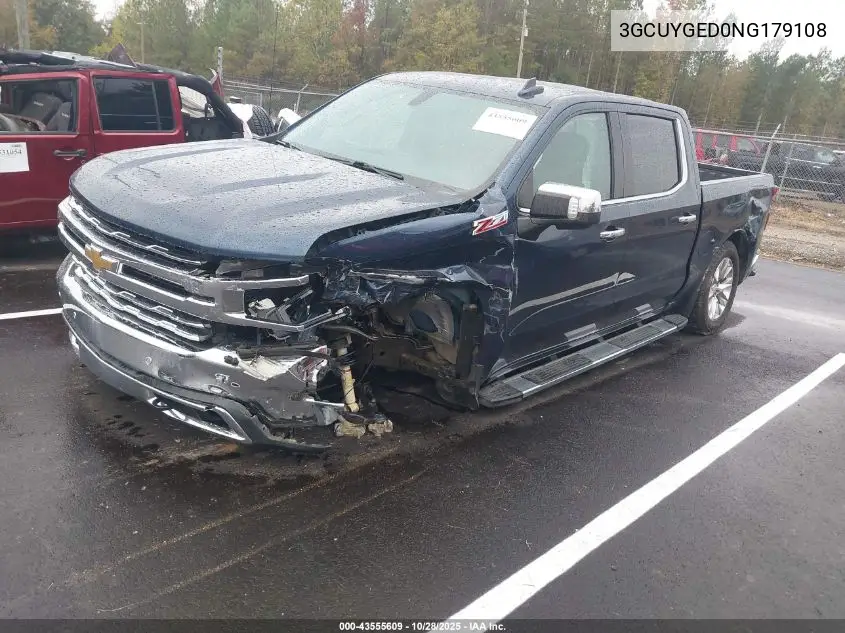 3GCUYGED0NG179108 2022 Chevrolet Silverado 1500 Ltd 4Wd Short Bed Ltz