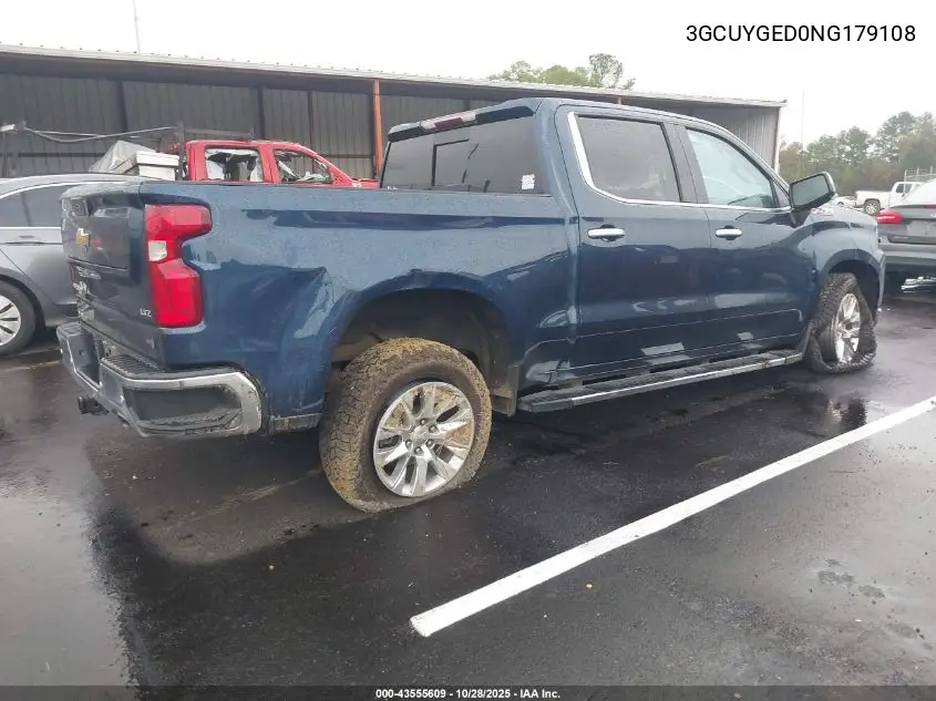 3GCUYGED0NG179108 2022 Chevrolet Silverado 1500 Ltd 4Wd Short Bed Ltz