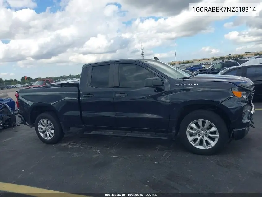 1GCRABEK7NZ518314 2022 Chevrolet Silverado 1500