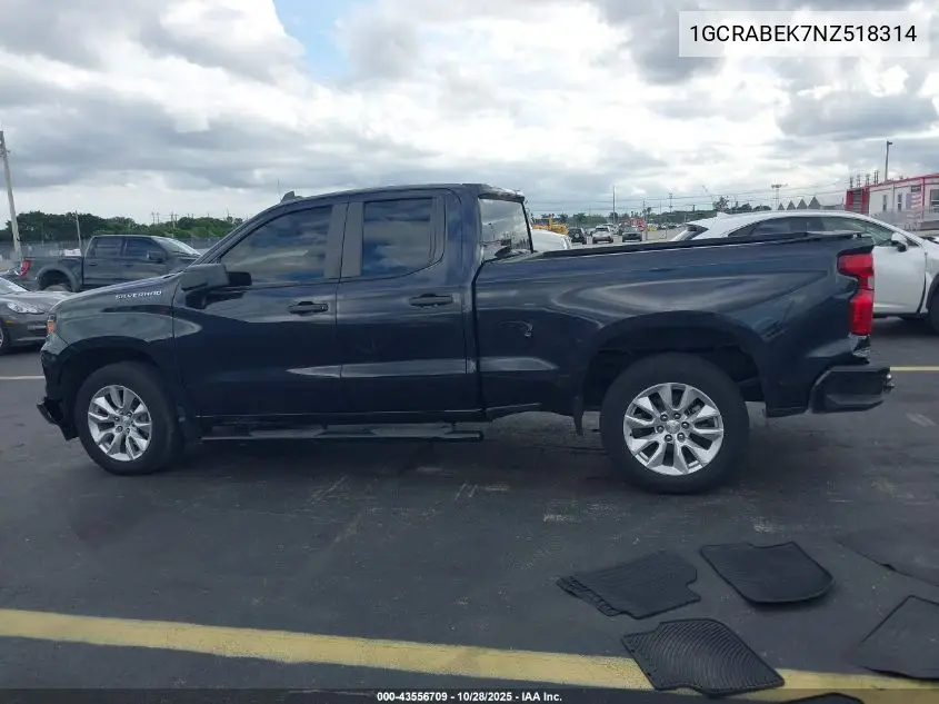 1GCRABEK7NZ518314 2022 Chevrolet Silverado 1500