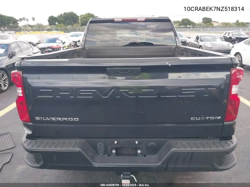 1GCRABEK7NZ518314 2022 Chevrolet Silverado 1500