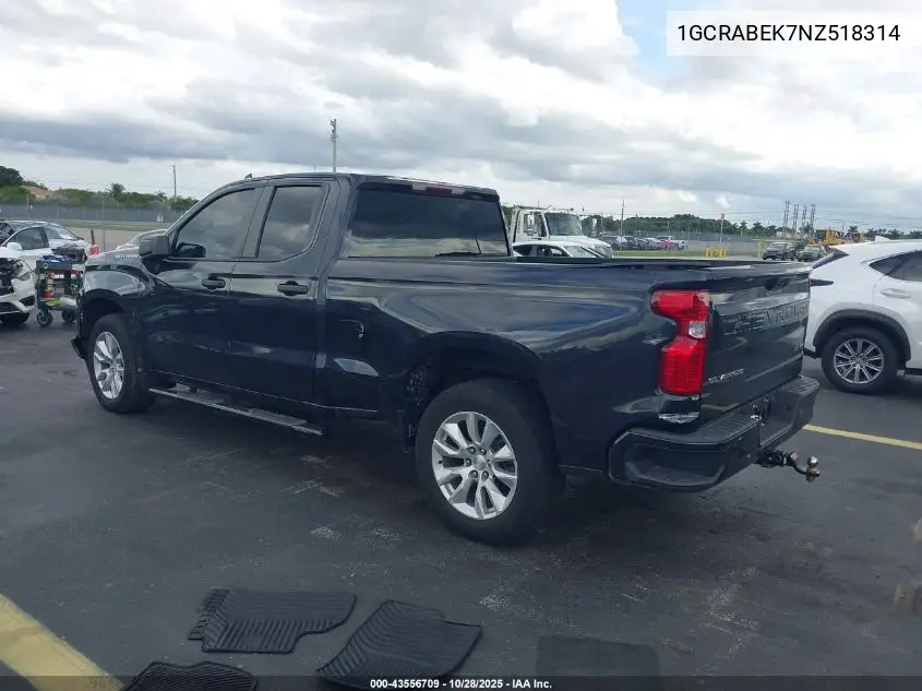 1GCRABEK7NZ518314 2022 Chevrolet Silverado 1500