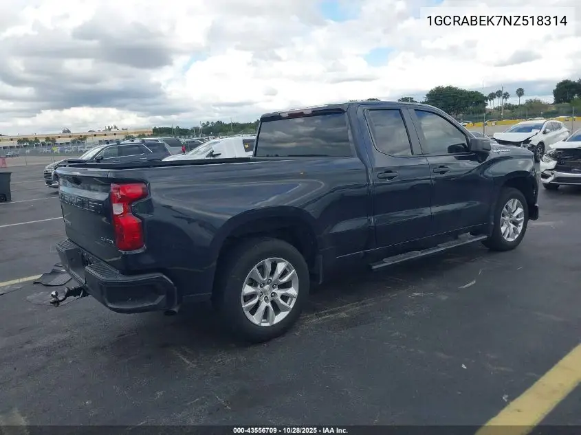 1GCRABEK7NZ518314 2022 Chevrolet Silverado 1500