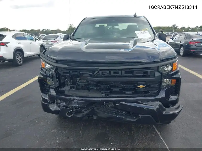 1GCRABEK7NZ518314 2022 Chevrolet Silverado 1500