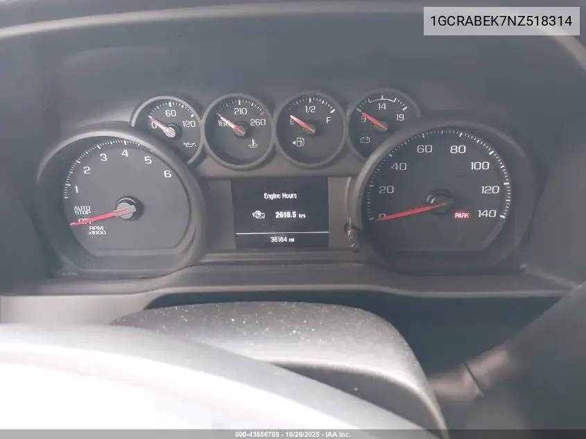 1GCRABEK7NZ518314 2022 Chevrolet Silverado 1500