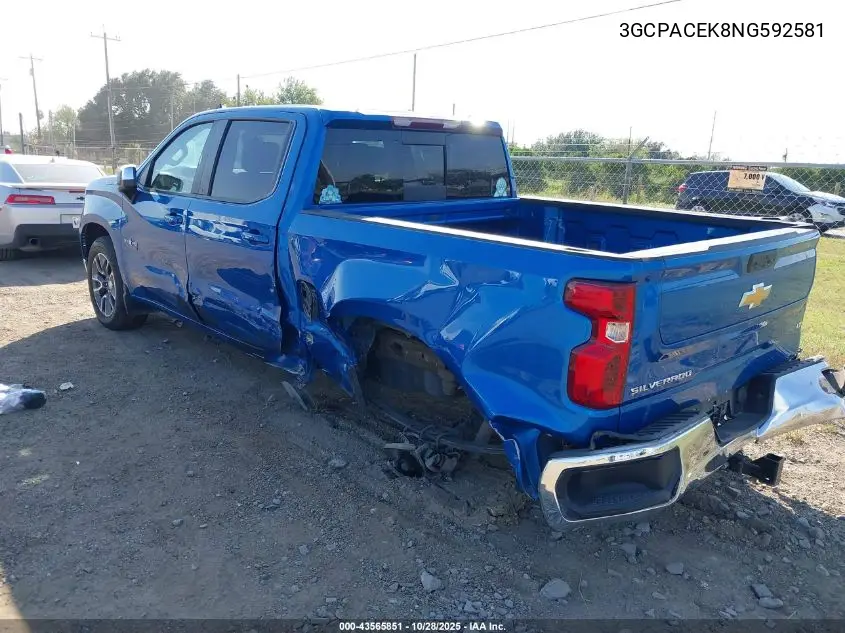 3GCPACEK8NG592581 2022 Chevrolet Silverado 1500 2Wd Short Bed Lt