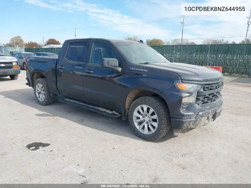 1GCPDBEK8NZ644955 2022 Chevrolet Silverado 1500 4Wd Short Bed Custom