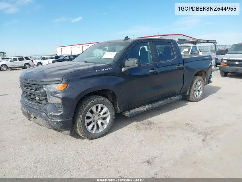 1GCPDBEK8NZ644955 2022 Chevrolet Silverado 1500 4Wd Short Bed Custom