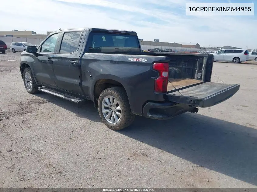 1GCPDBEK8NZ644955 2022 Chevrolet Silverado 1500 4Wd Short Bed Custom