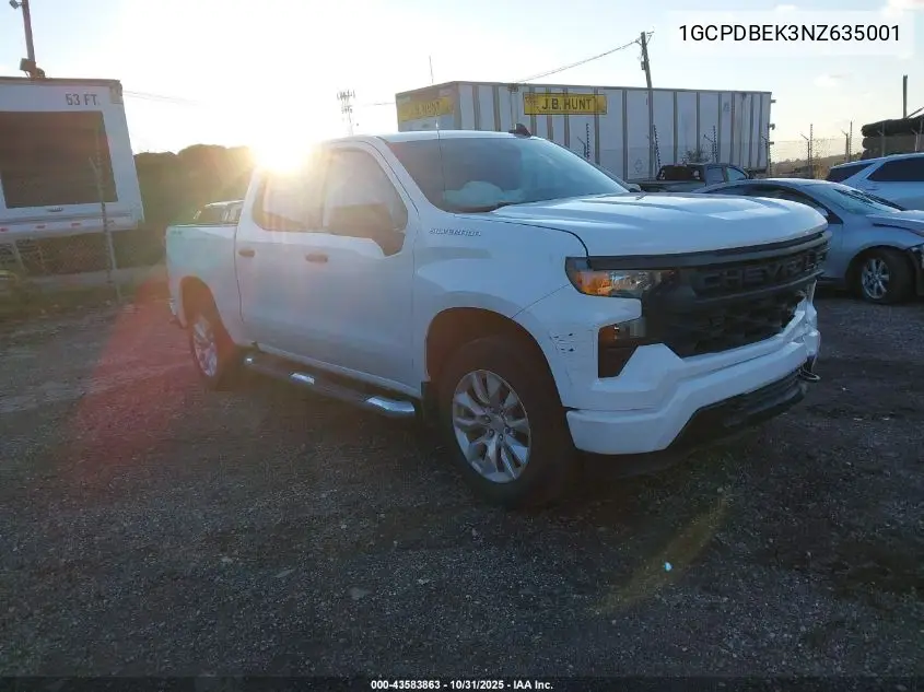 1GCPDBEK3NZ635001 2022 Chevrolet Silverado 1500 4Wd Short Bed Custom