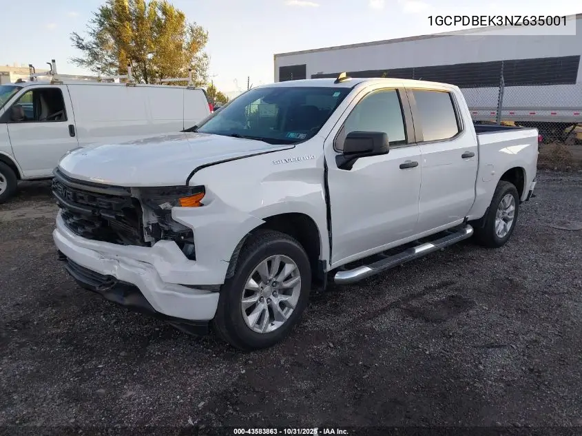 1GCPDBEK3NZ635001 2022 Chevrolet Silverado 1500 4Wd Short Bed Custom