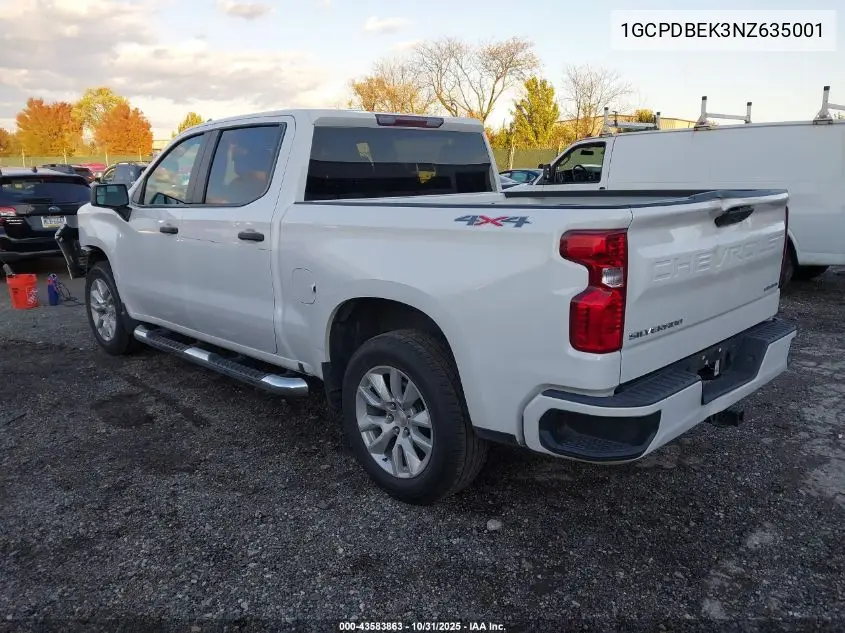1GCPDBEK3NZ635001 2022 Chevrolet Silverado 1500 4Wd Short Bed Custom