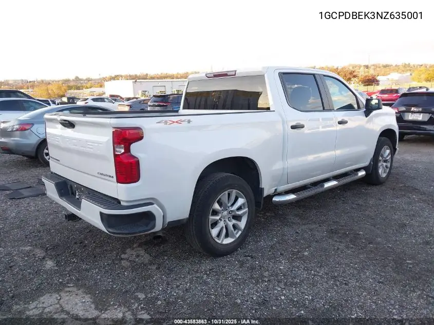 1GCPDBEK3NZ635001 2022 Chevrolet Silverado 1500 4Wd Short Bed Custom