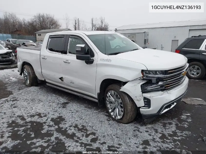 1GCUYHEL4NZ136193 2022 Chevrolet Silverado 1500 Ltd 4Wd Short Bed High Country