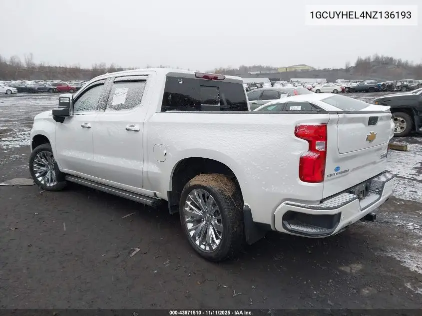 1GCUYHEL4NZ136193 2022 Chevrolet Silverado 1500 Ltd 4Wd Short Bed High Country