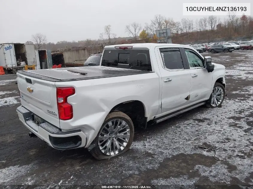 1GCUYHEL4NZ136193 2022 Chevrolet Silverado 1500 Ltd 4Wd Short Bed High Country