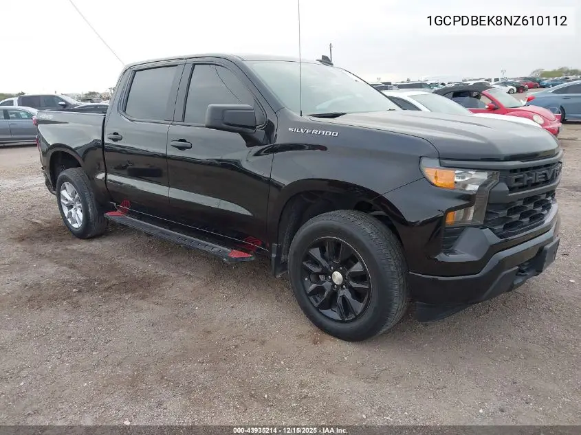 1GCPDBEK8NZ610112 2022 Chevrolet Silverado 1500 4Wd Short Bed Custom