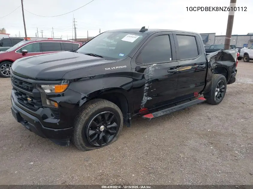 1GCPDBEK8NZ610112 2022 Chevrolet Silverado 1500 4Wd Short Bed Custom