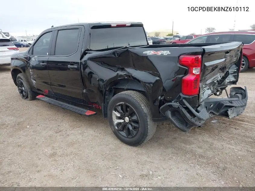 1GCPDBEK8NZ610112 2022 Chevrolet Silverado 1500 4Wd Short Bed Custom