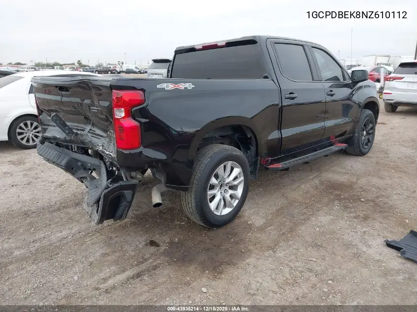 1GCPDBEK8NZ610112 2022 Chevrolet Silverado 1500 4Wd Short Bed Custom