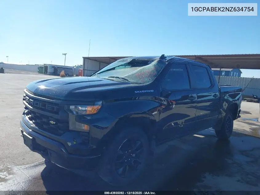 1GCPABEK2NZ634754 2022 Chevrolet Silverado 1500 2Wd Short Bed Custom