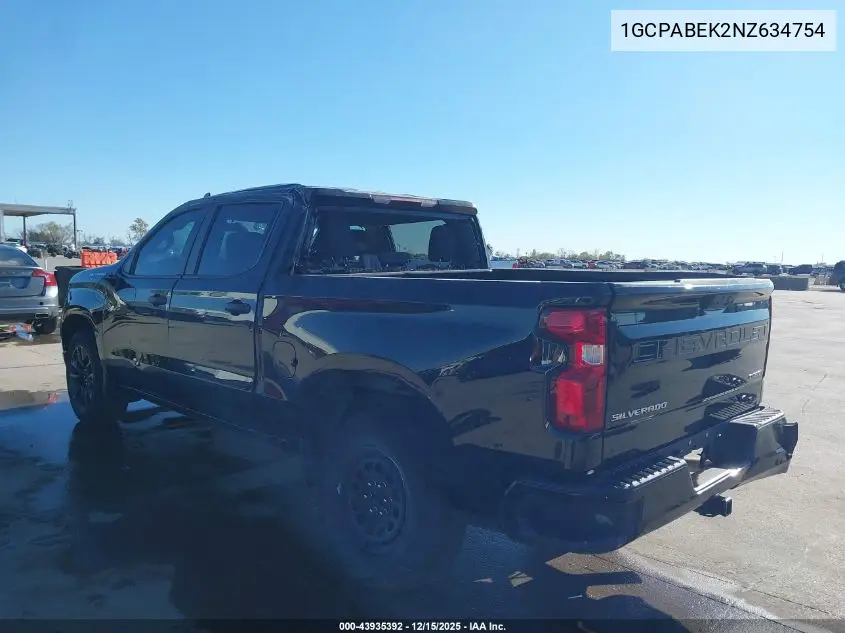 1GCPABEK2NZ634754 2022 Chevrolet Silverado 1500 2Wd Short Bed Custom