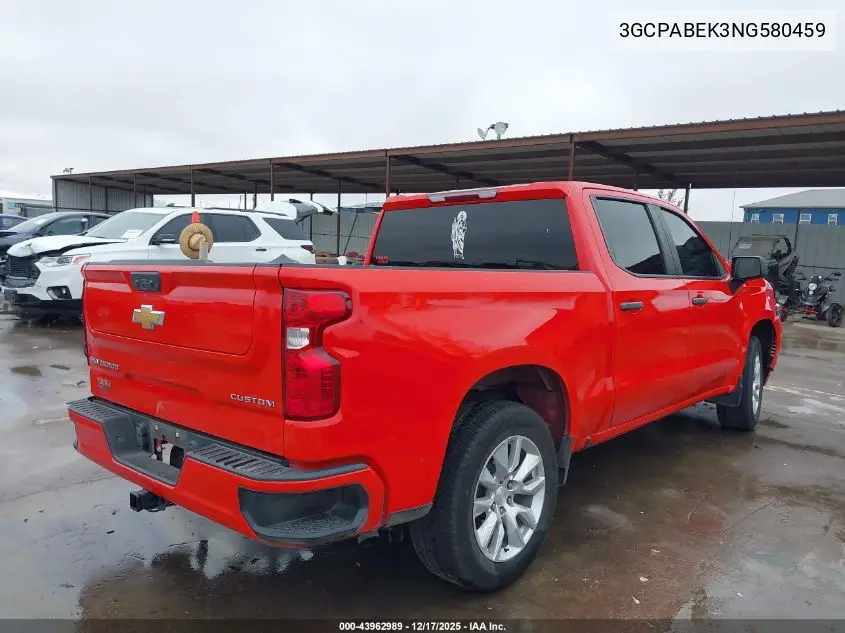 3GCPABEK3NG580459 2022 Chevrolet Silverado 1500 2Wd Short Bed Custom