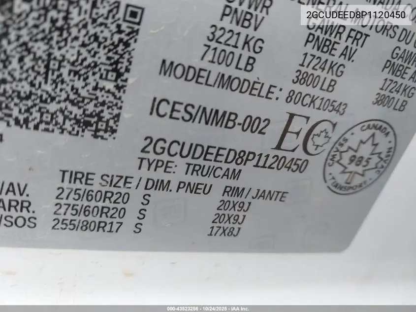 2GCUDEED8P1120450 2023 Chevrolet Silverado 1500 4Wd Short Bed Rst
