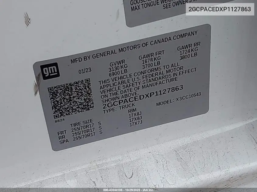 2GCPACEDXP1127863 2023 Chevrolet Silverado 1500 2Wd Short Bed Lt
