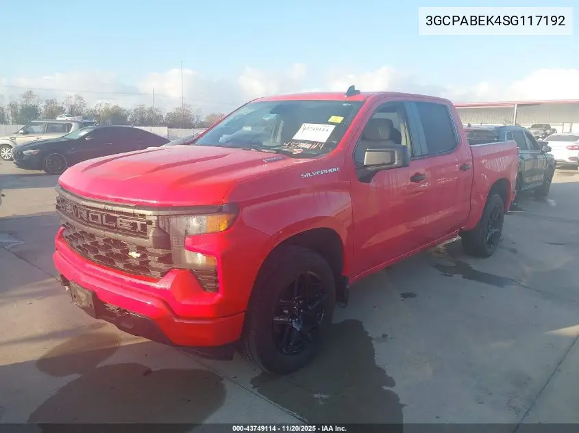 3GCPABEK4SG117192 2025 Chevrolet Silverado 1500 2Wd Short Bed Custom
