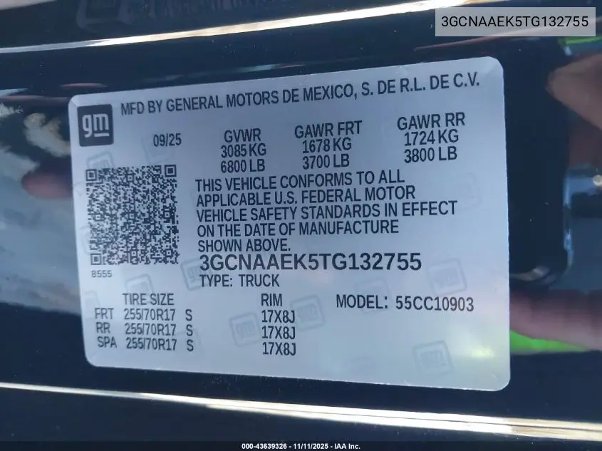 3GCNAAEK5TG132755 2026 Chevrolet Silverado 1500 2Wd Long Bed Wt