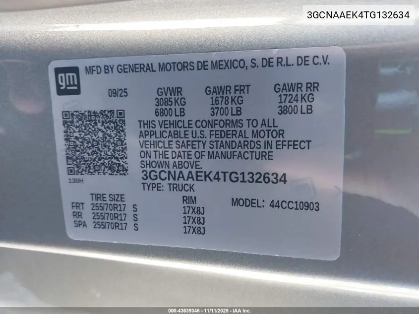 3GCNAAEK4TG132634 2026 Chevrolet Silverado 1500 2Wd Long Bed Wt