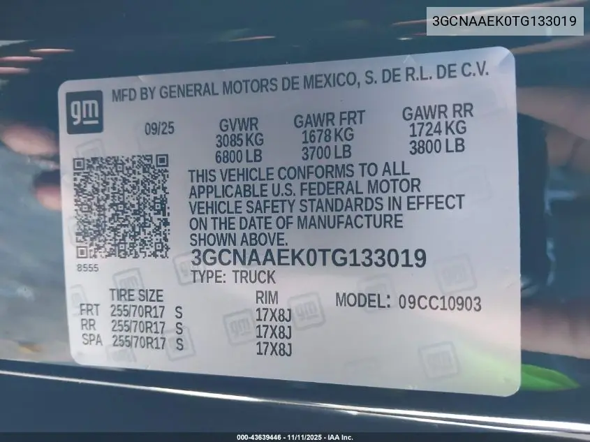 3GCNAAEK0TG133019 2026 Chevrolet Silverado 1500 2Wd Long Bed Wt